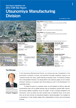 Utsunomiya Manufacturing Division As of March 31, 2012