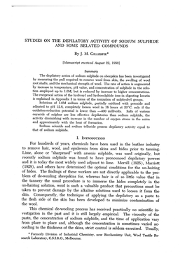 Studies on the Depilatory Activity of Sodium Sulphide and Some Related Compounds