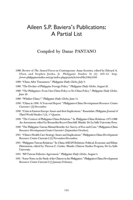 Aileen S.P. Baviera's Publications: a Partial List