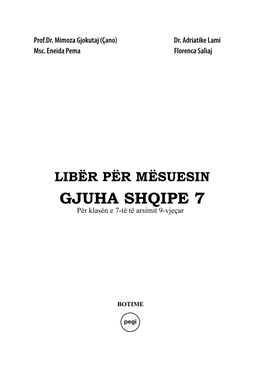 GJUHA SHQIPE 7 Për Klasën E 7-Të Të Arsimit 9-Vjeçar