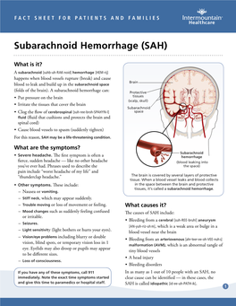 Subarachnoid Hemorrhage SAH Fact Sheet