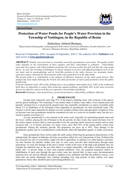 Protection of Water Ponds for People's Water Provision in the Township Of