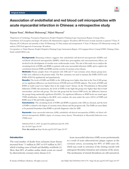 Association of Endothelial and Red Blood Cell Microparticles with Acute Myocardial Infarction in Chinese: a Retrospective Study