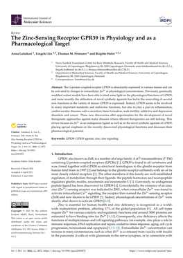 The Zinc-Sensing Receptor GPR39 in Physiology and As a Pharmacological Target