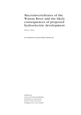 Macroinvertebrates of the Wairau River and the Likely Consequences of Proposed Hydroelectric Development