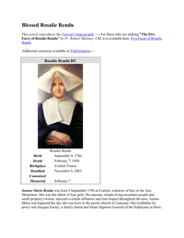 Blessed Rosalie Rendu