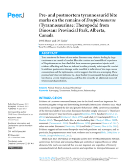 And Postmortem Tyrannosaurid Bite Marks on the Remains of Daspletosaurus