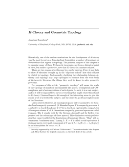 K-Theory and Geometric Topology
