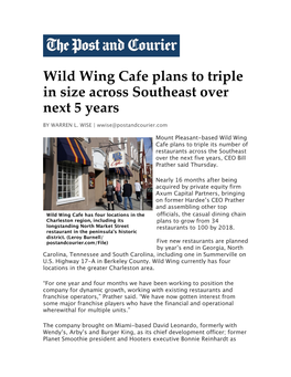 Wild Wing Cafe Plans to Triple in Size Across Southeast Over Next 5 Years
