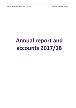 Human Tissue Authority Annual Report and Accounts 2017-18