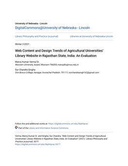 Web Content and Design Trends of Agricultural Universities' Library