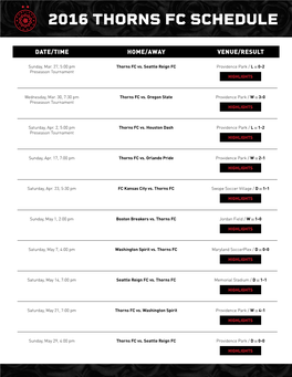 2016 Thorns Fc Schedule