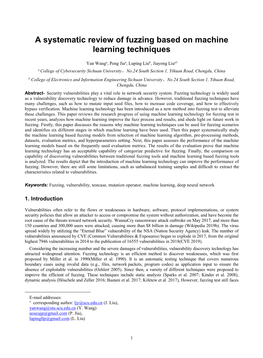 A Systematic Review of Fuzzing Based on Machine Learning Techniques