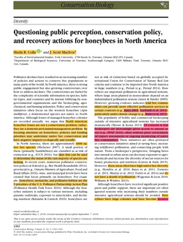 Questioning Public Perception, Conservation Policy, and Recovery Actions for Honeybees in North America