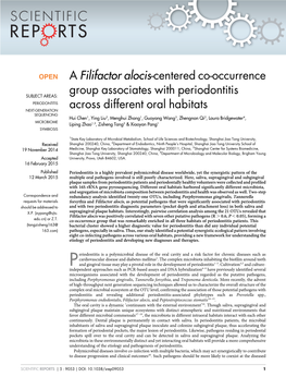 A Filifactor Alocis-Centered Co-Occurrence Group Associates