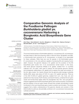 Comparative Genomic Analysis of the Foodborne Pathogen Burkholderia Gladioli Pv. Cocovenenans Harboring a Bongkrekic Acid Biosynthesis Gene Cluster
