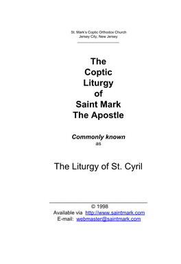 The Liturgy of St. Cyril