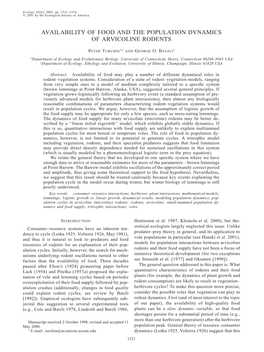 Availability of Food and the Population Dynamics of Arvicoline Rodents