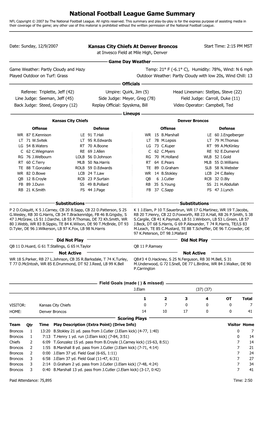 National Football League Game Summary NFL Copyright © 2007 by the National Football League