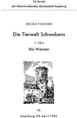 Die Tierwelt Schwabens. 1. Teil