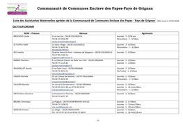 Liste Des Assistantes Maternelles Canton De Grignan