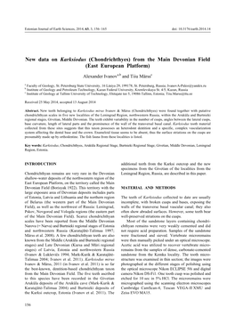 Chondrichthyes) from the Main Devonian Field (East European Platform)