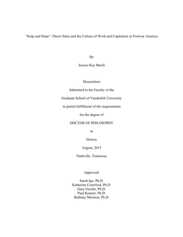 “Soap and Hope”: Direct Sales and the Culture of Work and Capitalism in Postwar America