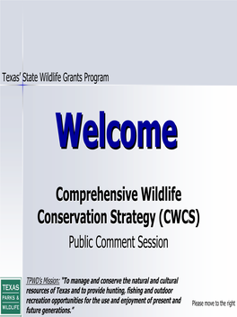 Comprehensive Wildlife Conservation Strategy (CWCS)