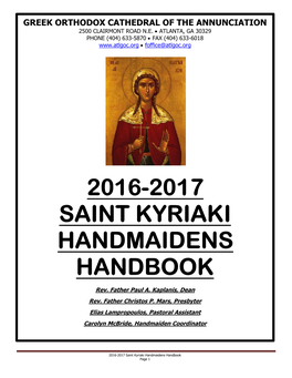 2016-2017 Saint Kyriaki Handmaidens Handbook