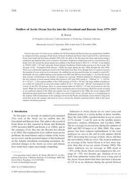 Outflow of Arctic Ocean Sea Ice Into the Greenland And