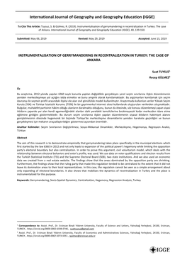 Instrumentalisation of Gerrymandering in Recentralization in Turkey: the Case of Ankara