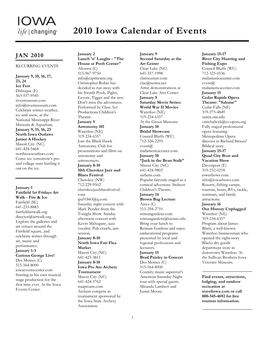2010 Iowa Calendar of Events