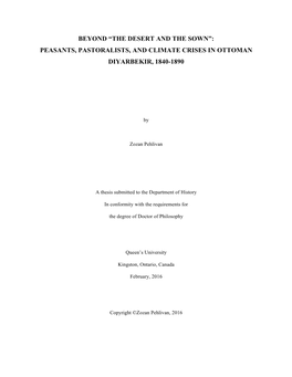 Peasants, Pastoralists, and Climate Crises in Ottoman Diyarbekir, 1840-1890