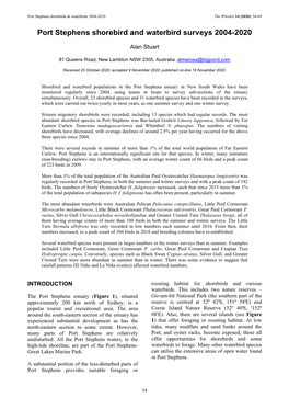 Port Stephens Shorebird and Waterbird Surveys 2004-2020