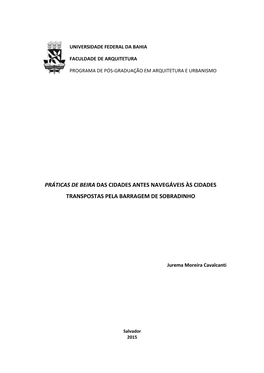 Práticas De Beira Das Cidades Antes Navegáveis Às Cidades Transpostas Pela Barragem De Sobradinho