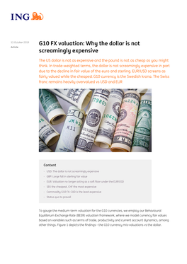 G10 FX Valuation: Why the Dollar Is Not Article Screamingly Expensive