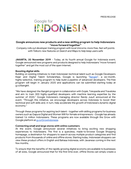 Google Announces New Products and a New Skilling Program to Help Indonesians