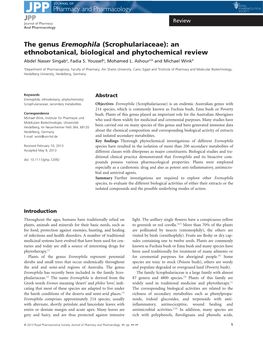 The Genus Eremophila (Scrophulariaceae): an Ethnobotanical, Biological and Phytochemical Review Abdel Nasser Singaba, Fadia S