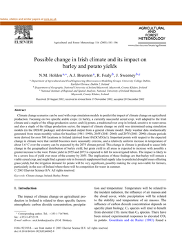 Possible Change in Irish Climate and Its Impact on Barley and Potato Yields N.M