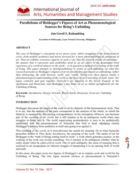 Parallelisms of Heidegger's Figures of Art As Phenomenological Sources