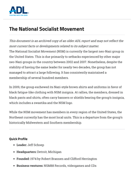 The National Socialist Movement