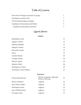 Table of Contents