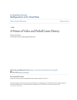 A Primer of Video and Pinball Game History Thomas D