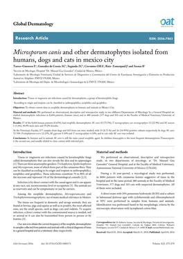 Microsporum Canis and Other Dermatophytes Isolated From