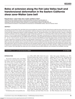 RESEARCH Rates of Extension Along the Fish Lake Valley Fault And