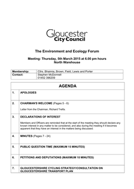 (Public Pack)Agenda Document for the Environment and Ecology
