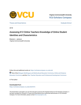 Assessing K12 Online Teachers Knowledge of Online Student Identities and Characteristics