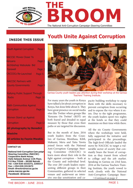 Youth Unite Against Corruption INSIDE THIS ISSUE