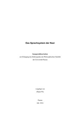 Das Sprachsystem Der Naxi