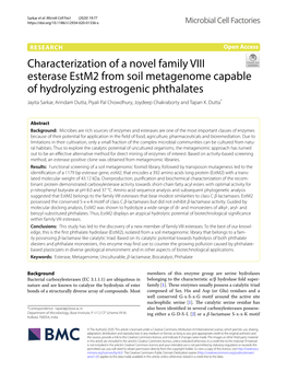 Characterization of a Novel Family VIII Esterase Estm2 from Soil